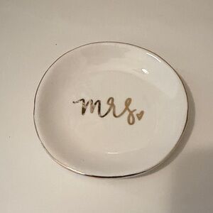 Gold and White 'Mrs' Ring Dish